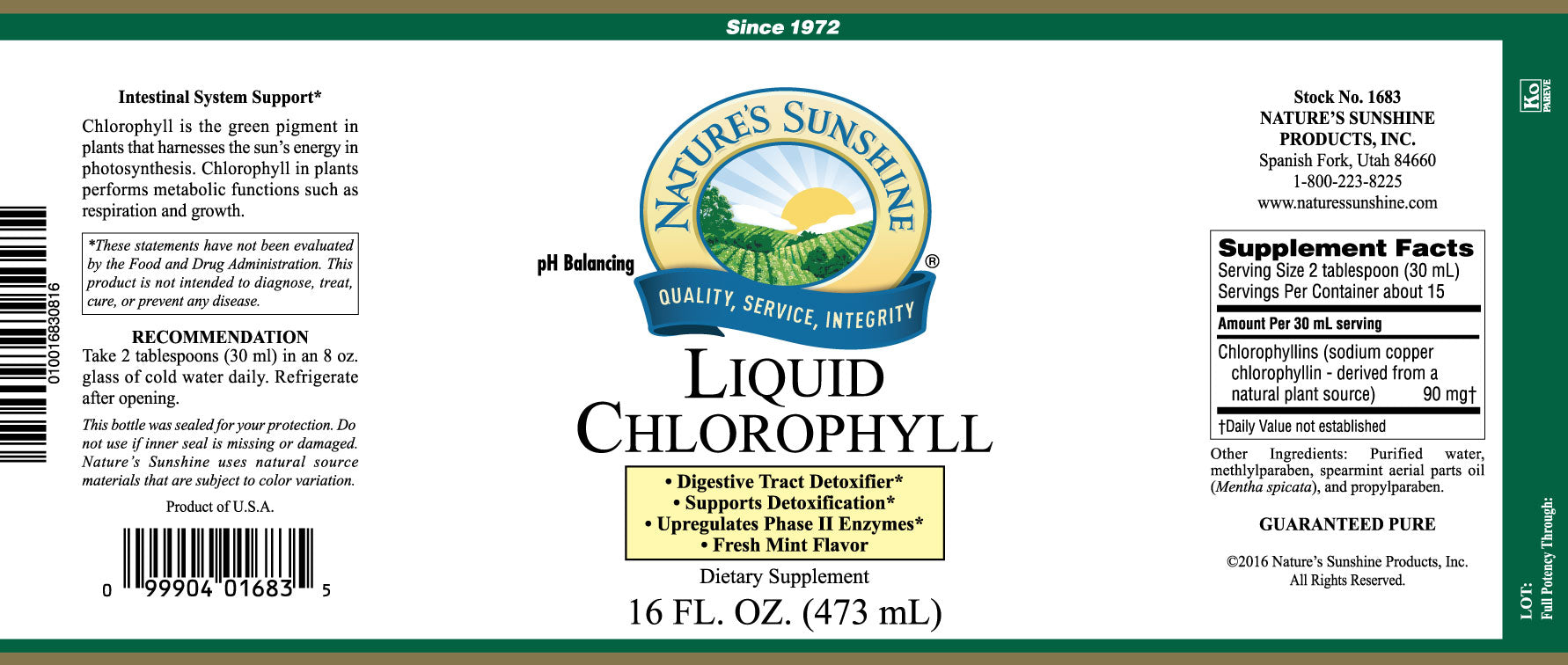 Chlorophyll, Liquid | Nature's Sunshine | Nutritional Resources