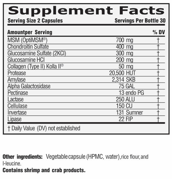 Glucosamine, Chrondroitin, MSM with Enzymes
