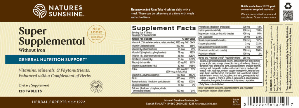 Super Supplemental Vitamin & Mineral (without Iron)