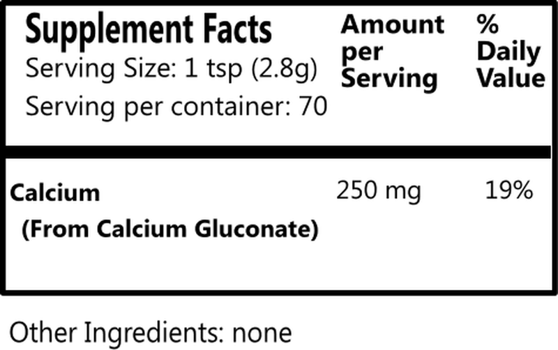 Calcium Gluconate Powder Nutritional Resources